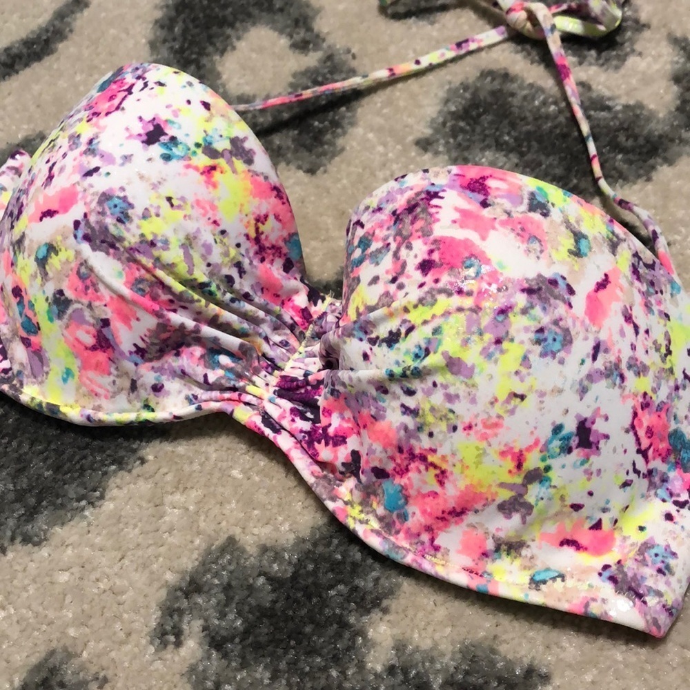 VS White Neon Speckle Bathing Suit Top